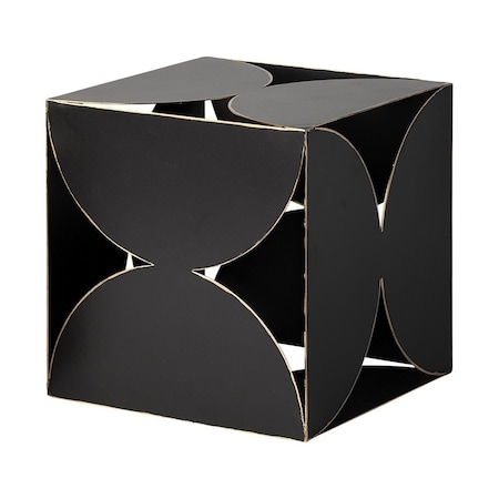 Palacedesigns 8 in. Contemporary Black Metal Geo Cube Sculpture PA3093212